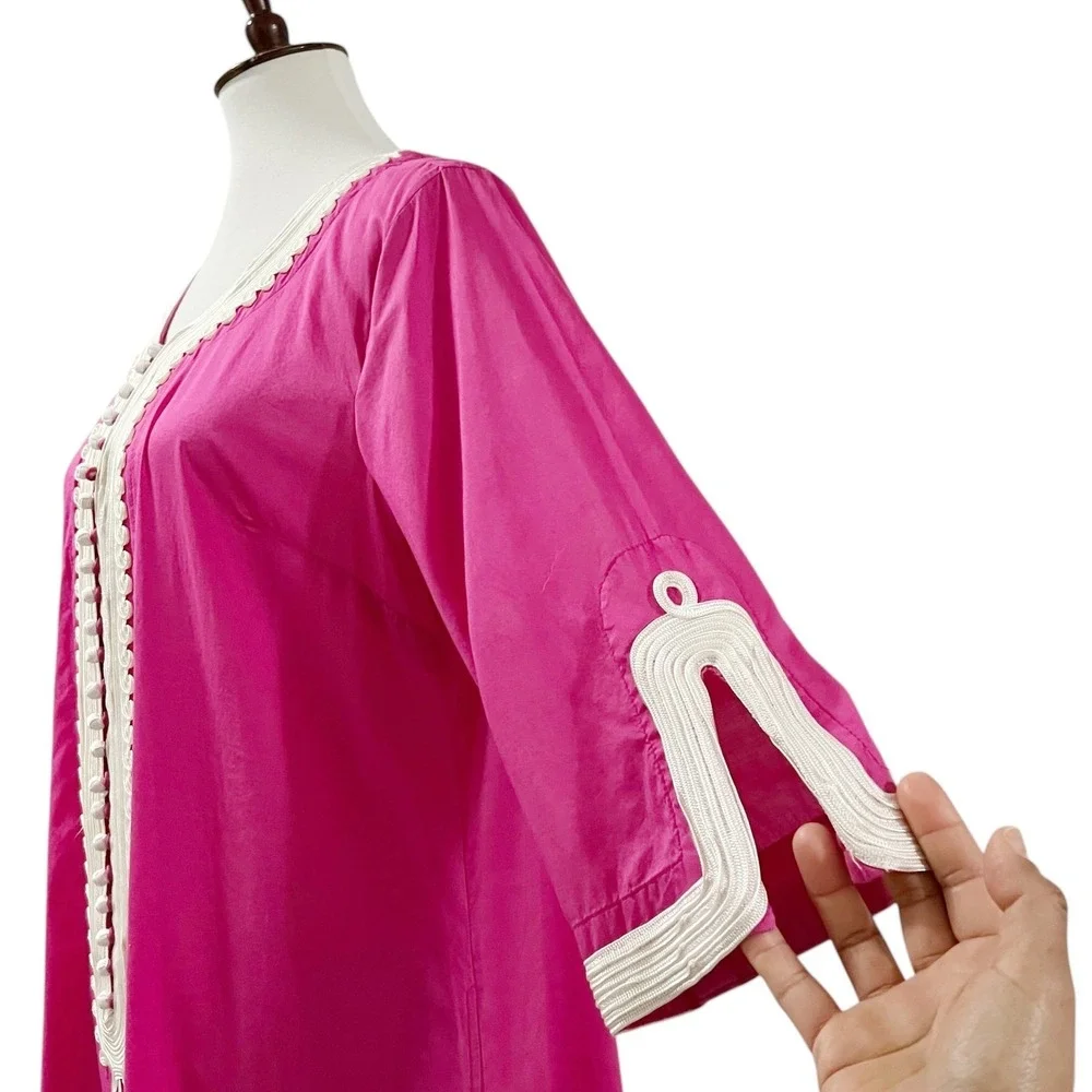 Soft Surroundings Fuchsia Maxi Dress White‎ Ornate Trim Size Medium - Picture 8 of 13